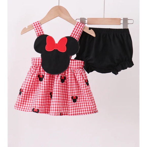 minnie mouse red and black dress Mickey Mouse Inspired Baby Costume Set, Black Red Flower Girl Minnie Dress